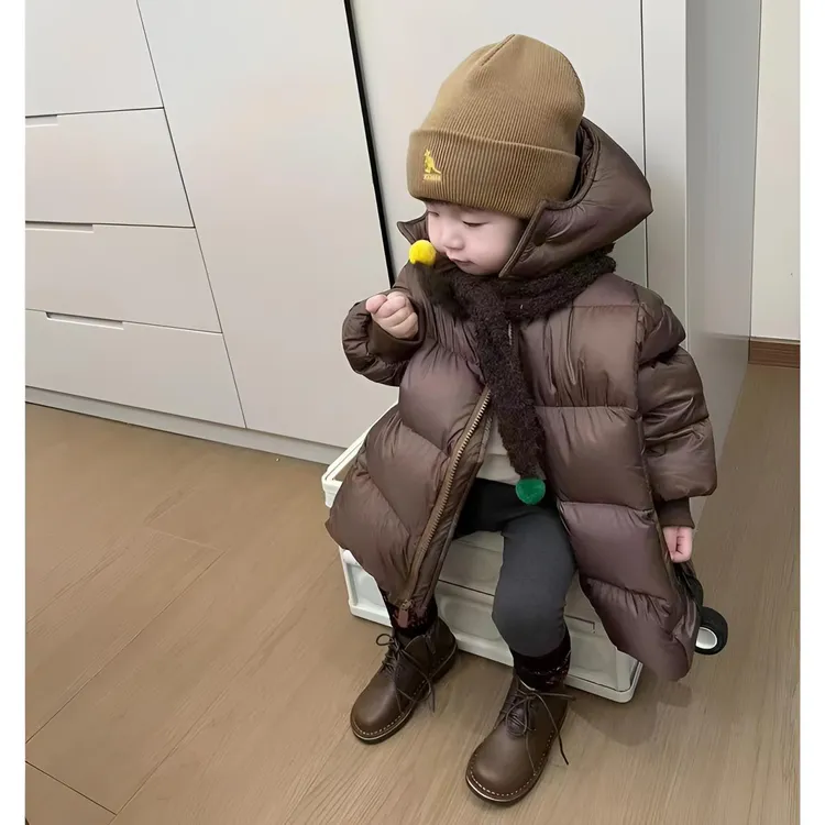 儿童羽绒服冬季新款韩版中小童男童连帽冬季女童中长款加厚款外套