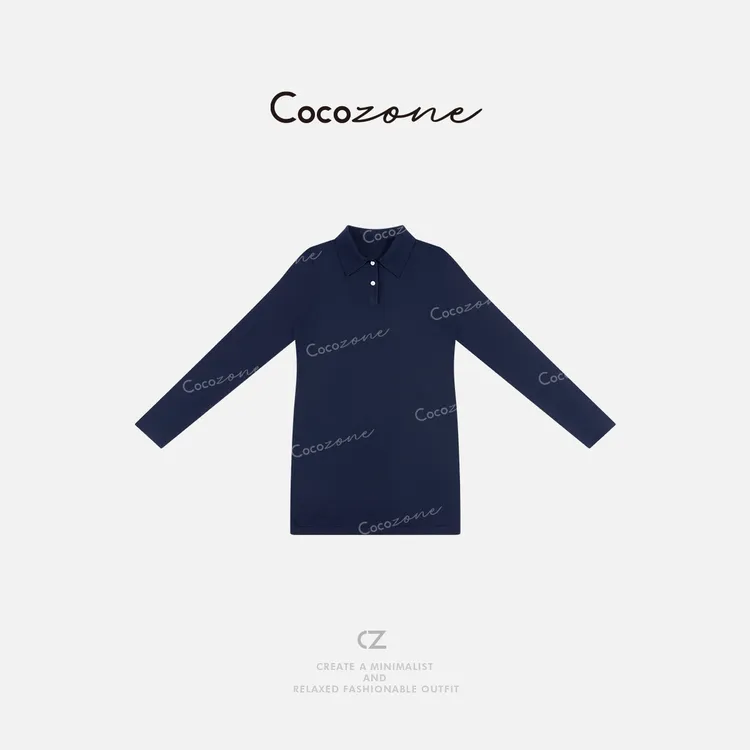 COCO ZONE 刘一一 春季POLO领长袖显瘦套头针织衫CD2A0256