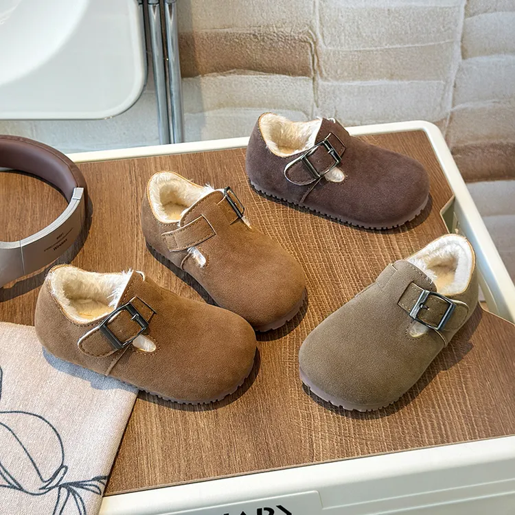 ABC女童大棉鞋加绒儿童棉鞋2025冬季男童皮鞋保暖二棉宝宝豆豆鞋 