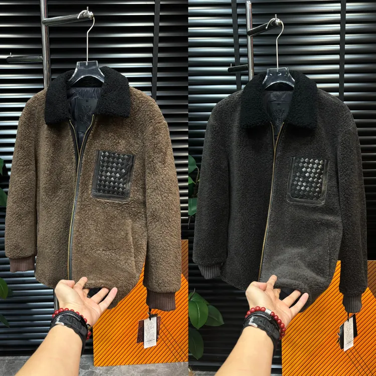 【清澈男装轻奢出品】L25152/QNCH/100％羊毛拼皮加厚【羊毛内胆】外套