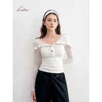【二莉啊专属】Liilou 25aw 竹节肌理 蕾丝拼接连帽微透长袖针织衫