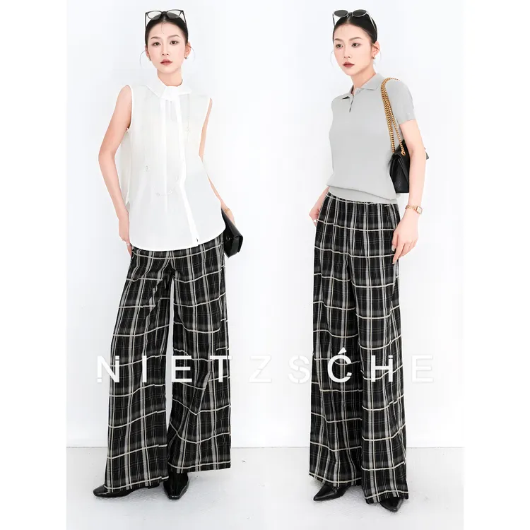 Nietzsche｜塞林格｜色织棉 松弛感慵懒风经典百搭格子裤 61780