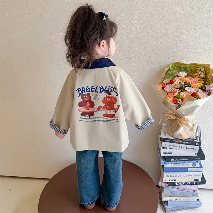 2025年新款男女童两面穿夹克格子外套百搭洋气韩版女宝宝儿童外套