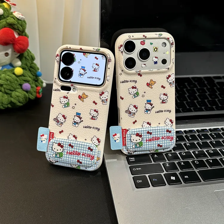 雅天立蓝格可爱KT支架适用苹果17/16/15手机壳华为vivoppo小米套