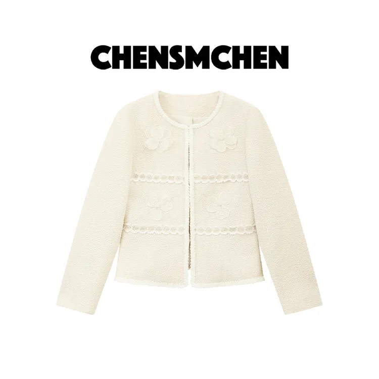 CHENSMCHEN 法式蕾丝拼接外套女时尚优雅气质显瘦上衣CSW7614YW