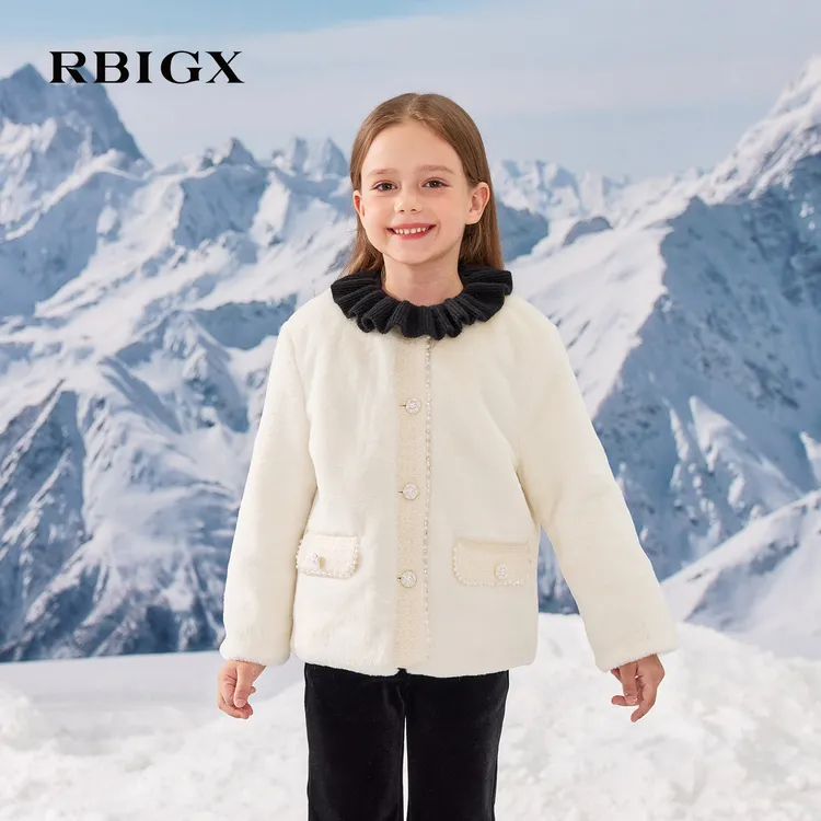 【100%羊毛】RBIGX瑞比克童装2025冬季新款小香风甜美皮草外套