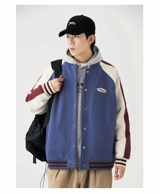 纯色秋季春季单排扣运动风棒球服外套宽松韩版潮流