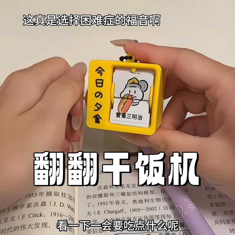 今天吃什么翻翻动画机干饭机选择困难症解压神器迷你装饰摆件放松