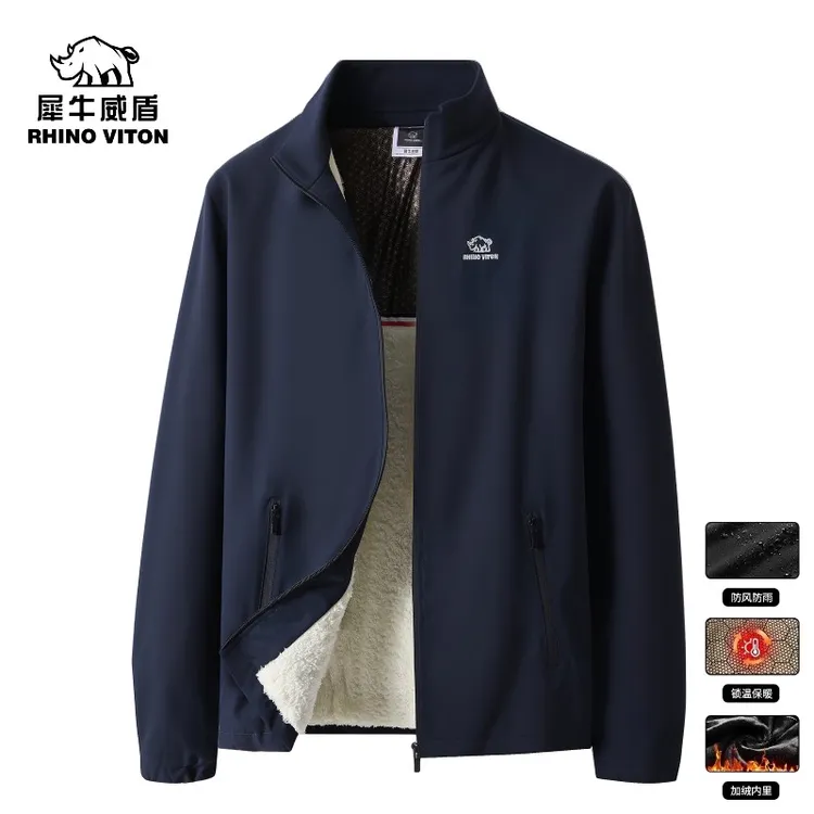 五防立领刺绣5.0石墨烯黑金升级加绒加厚夹克外套拉链口袋J899-T