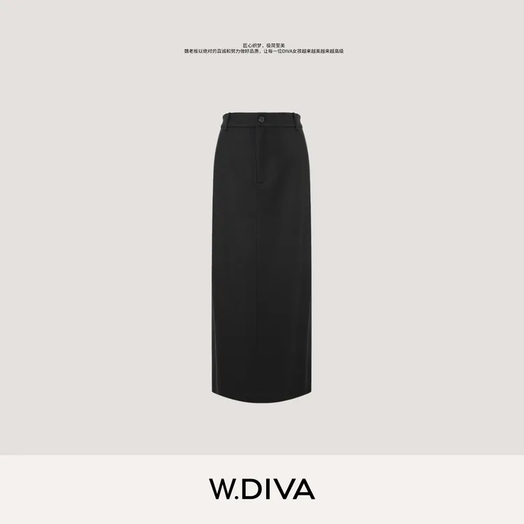 W.Diva【风尚幕夜】高支美利奴全羊毛优雅质感松紧半裙女53K142664