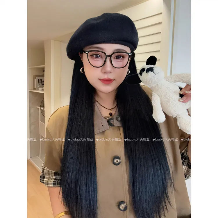 【55cm-65cm】韩国定制大头围“细线定型”针织贝雷帽 显脸小贝雷帽