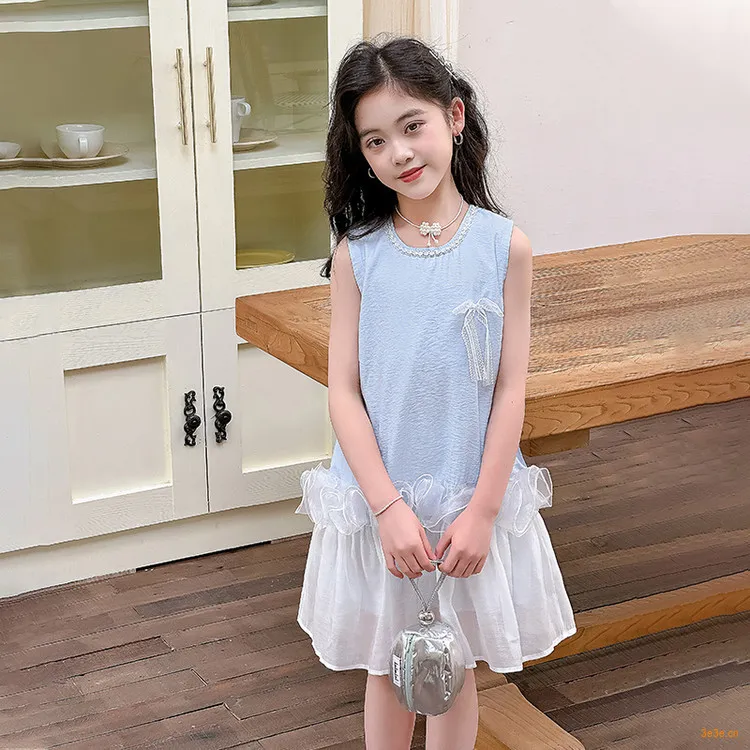 甜美新款夏日儿童时尚无袖百搭可爱风潮公主裙女童连衣夏装
