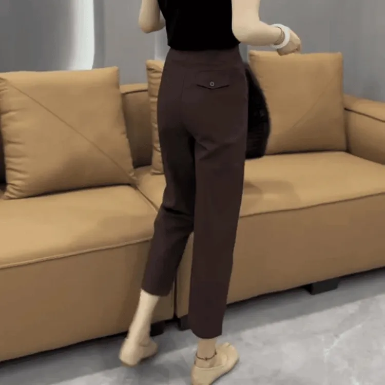 梨形身材显瘦大码休闲裤子女2025早春季新款九分直筒哈伦裤西装裤
