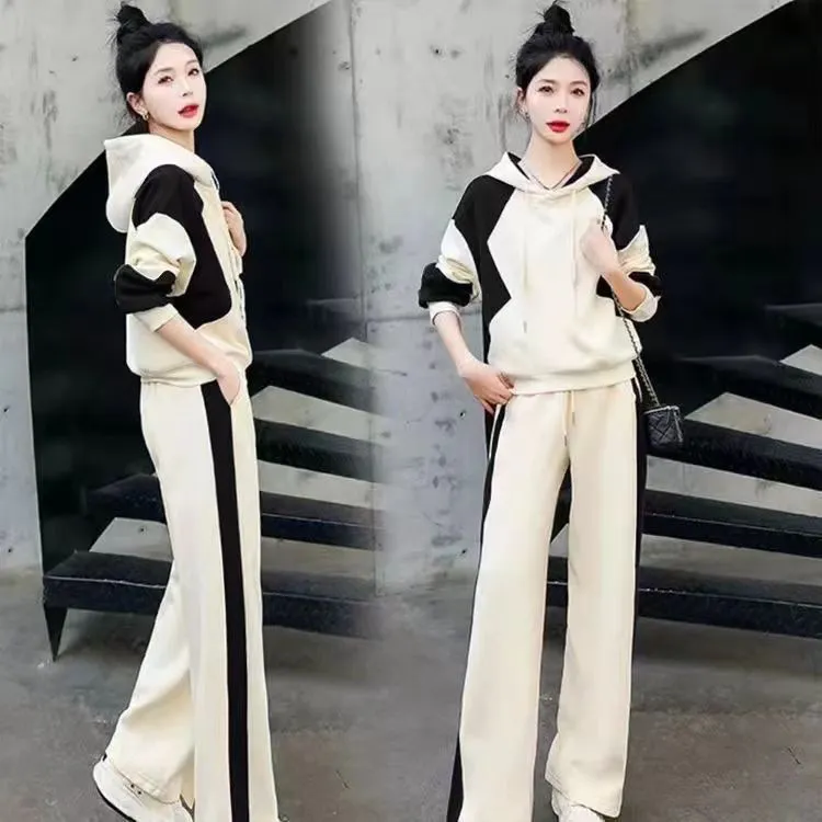 卫衣休闲运动时尚套装女春秋2024年新款秋季洋气减龄阔腿裤两件套