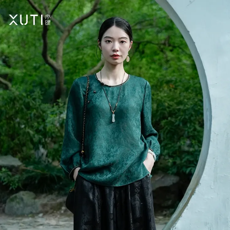 序缇『绪风』早秋新中式双非遗四经绞罗香云纱桑蚕丝上衣H49-18010