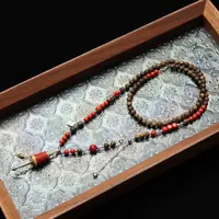 含辰砂工艺品色达 天然朱砂5mm圆珠转经筒项链