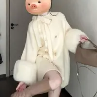 8885 高级感蝴蝶结毛呢外套B8-1