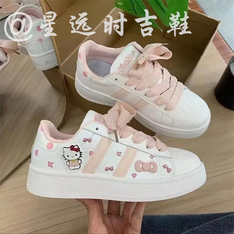 34码小码贝壳头甜美HelloKitty小白鞋女学生vibe风百搭休闲板鞋