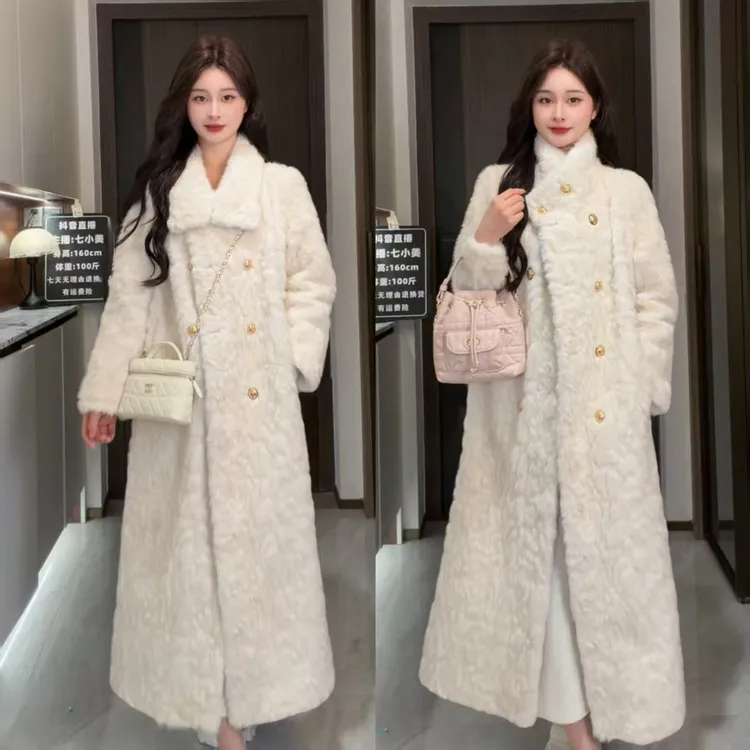 立领宽松型加厚时尚千金感长款大衣女