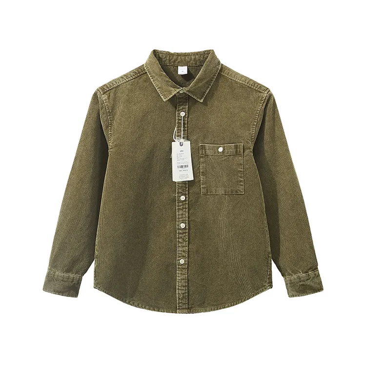 美式工装复古休闲宽松外套式衬衫秋冬季灯芯绒男长袖寸衫 G924