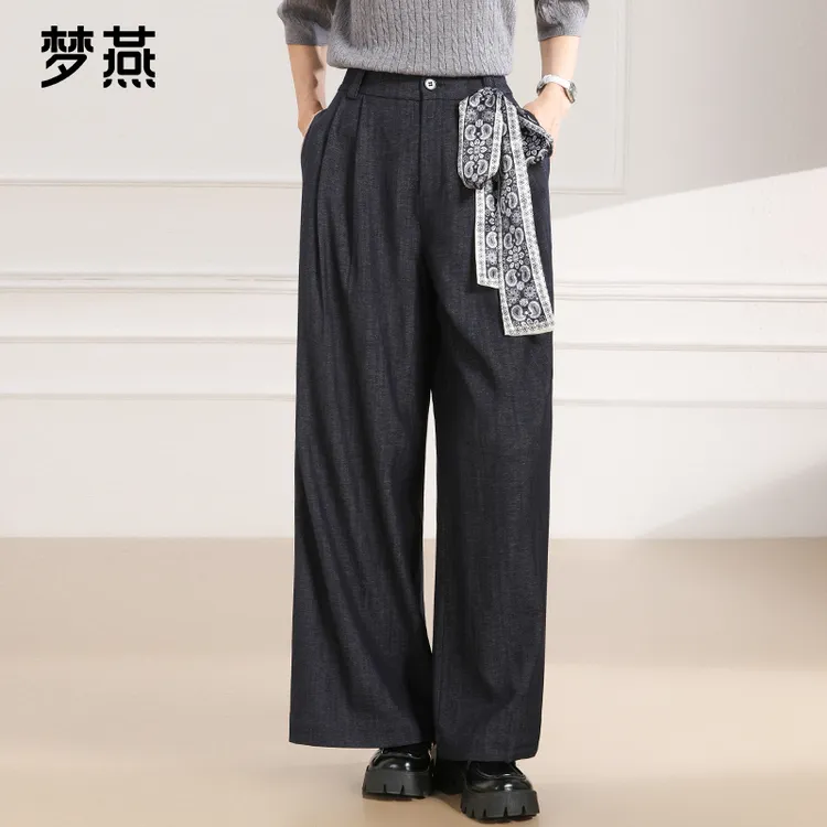 梦燕春秋女款时尚百搭气质大方宽松休闲舒适简约阔腿裤AD06B5027