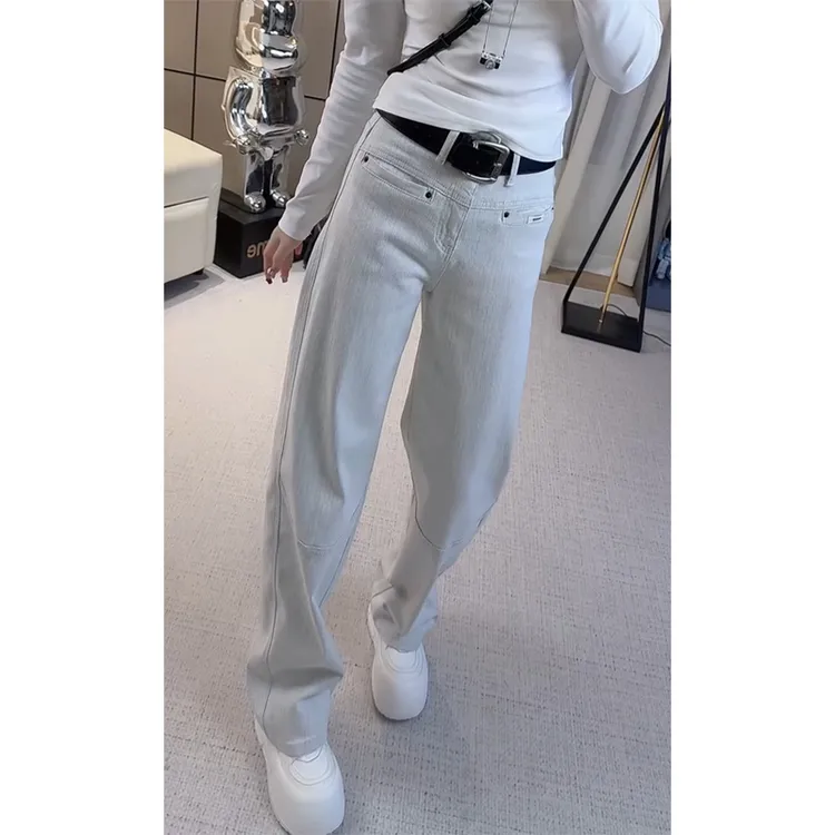 艾塔莉显瘦阔腿牛仔裤子女春季新款胖mm梨形身材百搭直筒裤小个子