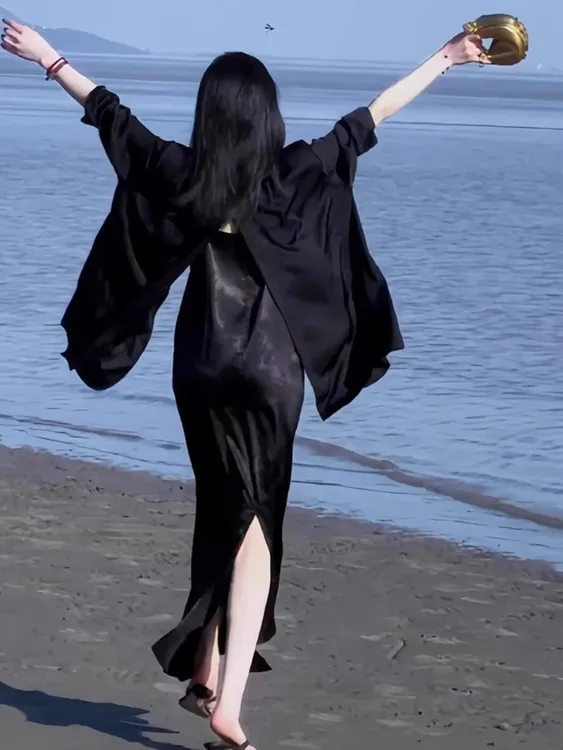 大码胖MM高级感新中式国风吊带小众连衣裙长袖西装外套两件套装女