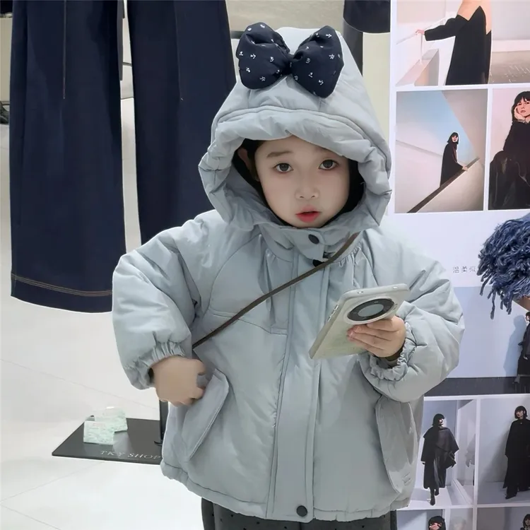 女童棉服2025冬季新款加厚款外套女宝纯色冬装公主风加绒棉衣外套
