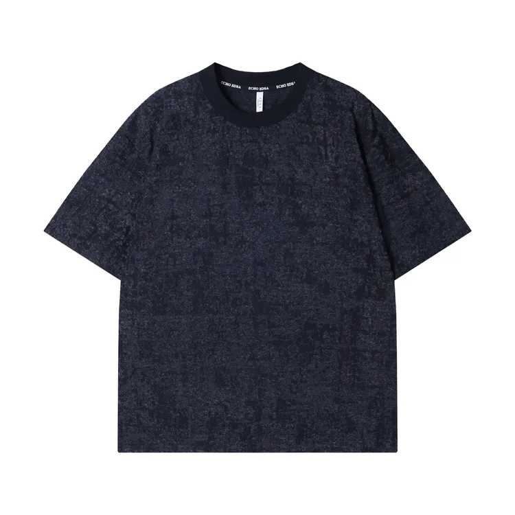 春夏新款时尚个性韩版扎染磨毛圆领短袖T恤百搭潮流情侣套头上衣