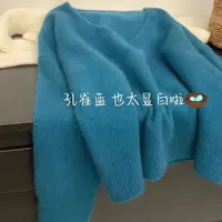 韩系软糯v领针织衫春秋软糯慵懒毛衣2025新款打底衫宽松长袖上衣