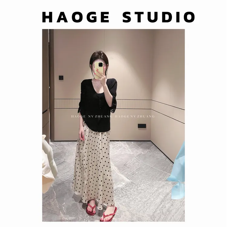 浩哥严选●光缎波点JJX4BSQ3234半身裙预时尚夏季显瘦休闲薄款减龄