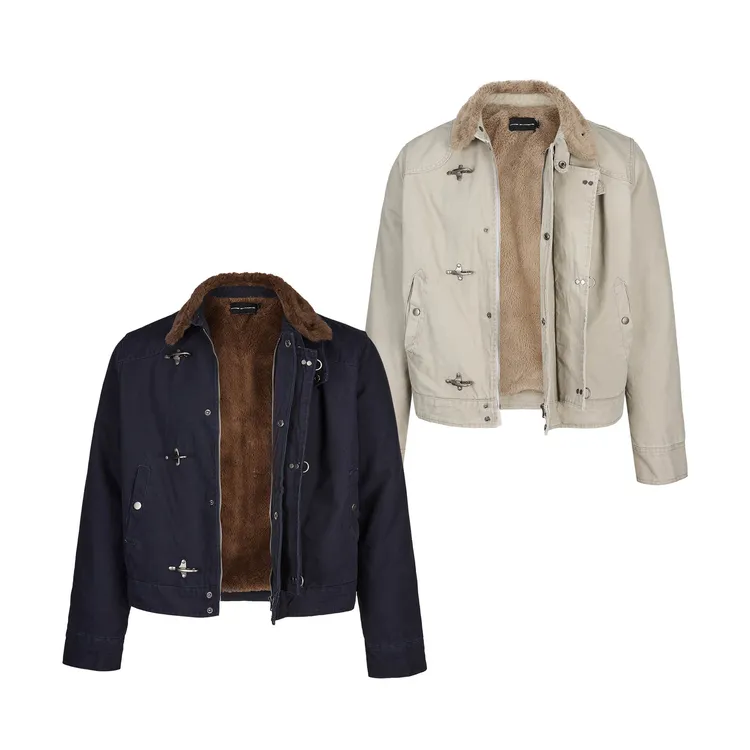 美式座山雕复古飞机扣夹克休闲翻领小众设计短宽BOXY版型保暖外套