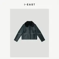 i-EAST 温哥华杂记~秋冬毛毛领双口袋毛毛一体外套-5D PC2894
