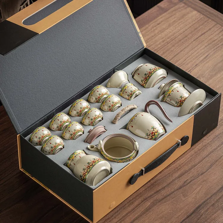 汝窑茶具套装泡茶壶茶杯高档礼盒装中秋节国庆节送老师同事伴手礼