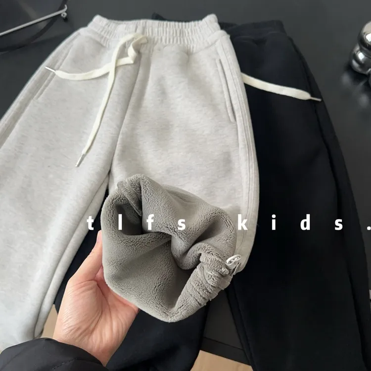 童例「25533密密绒直筒加绒卫裤」冬儿童宽松长裤男女童裤子百搭潮