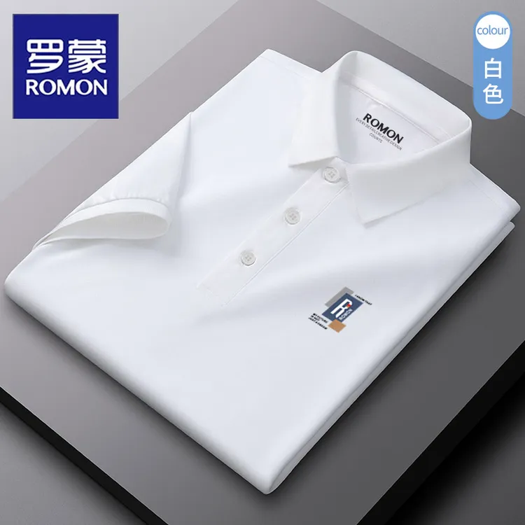 罗蒙品牌短袖Polo衫男士2025新款商务休闲上衣服中老年桑蚕丝t恤