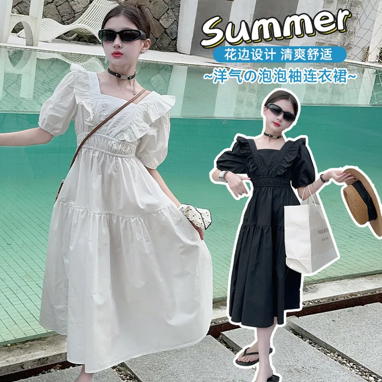 女童法式连衣裙夏季薄款大儿童装网红女孩洋气韩版公主裙子显瘦A1