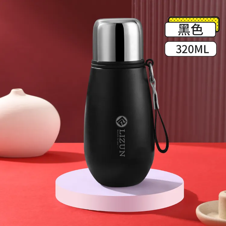 口袋杯便携食品级316不锈钢保温杯简约黑色男生水杯伴手礼杯子