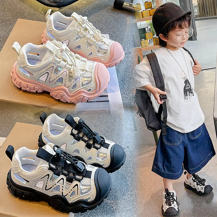 女童镂空运动鞋2025新款夏季男童包头凉鞋中大童休闲沙滩鞋-86106
