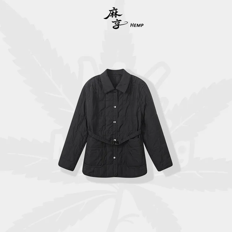 麻享【蜜蜂腰】秋冬新款羊毛填充绗缝收腰翻领棉服女款FSY51035
