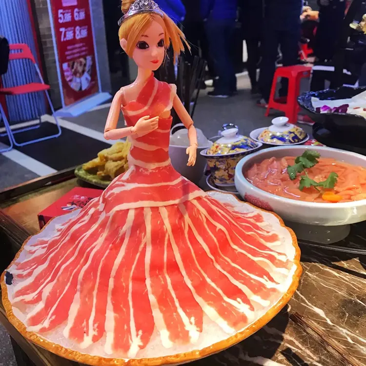 火锅店创意白雪公主芭比美女娃娃餐具个性涮羊肉肥牛肉卷特色盘子