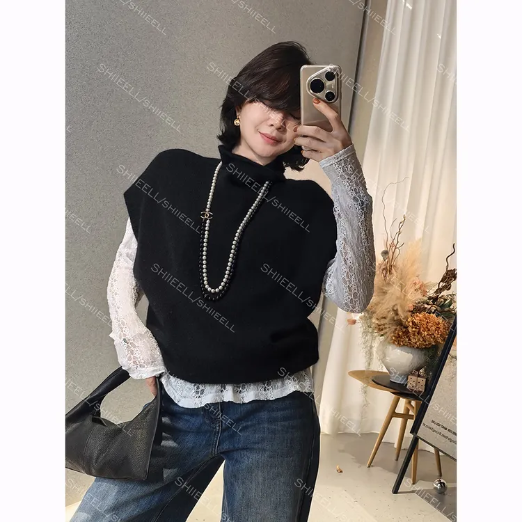 SHIIEELL【时髦达人】高领毛衣套头保暖秋冬百搭马夹针织衫Z1210