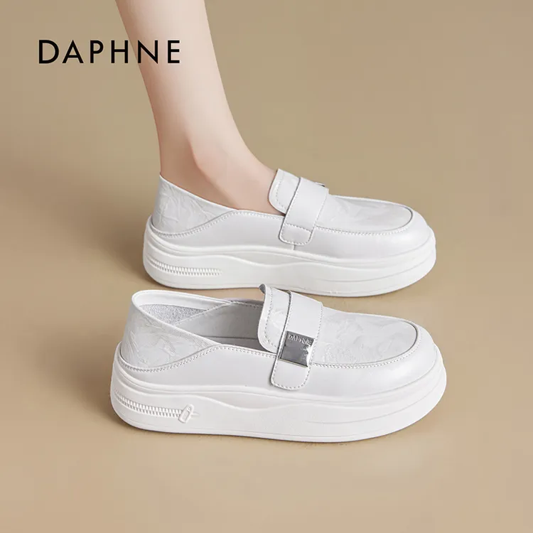 Daphne/达芙妮2025新款女鞋休闲百搭秋季外穿厚底鞋子时尚小白鞋
