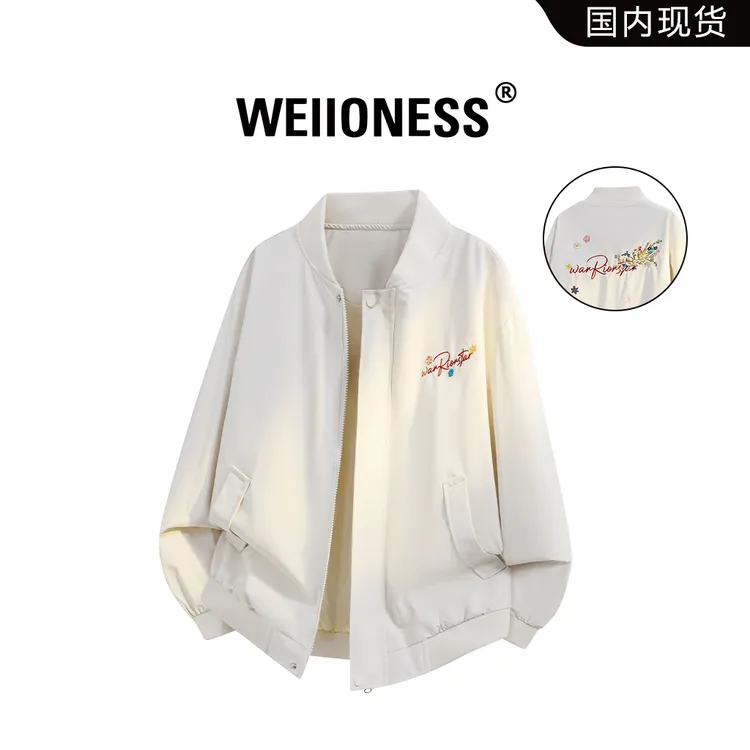 WEIIONESS美式潮流夹克男款字母刺绣设计轻奢痞帅男装高级感外套