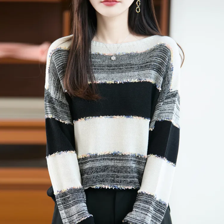 胖mm春秋大码女士毛衣遮肚子显瘦一字领上衣内搭可外穿针织打底衫