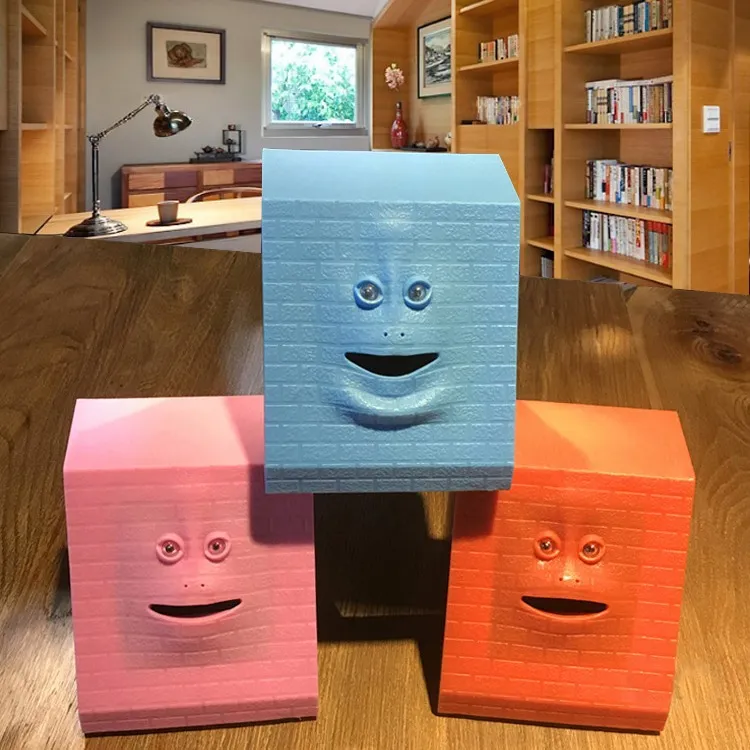 创意猴脸储蓄罐感应吃钱会动嘴巴儿童礼物塑料材质多种颜色存钱罐