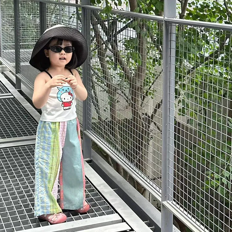 壹妈童装韩版女童时髦洋气套装2025夏装新款儿童吊带背心拼色长裤