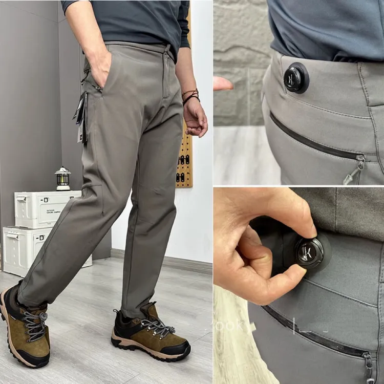 高奢款！私渠品牌！科技旋转纽扣冬季三防软壳裤男士保暖加绒休闲裤
