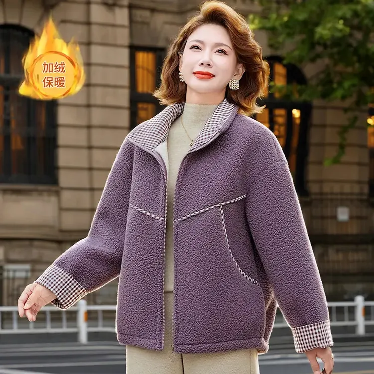 妈妈冬装加绒加厚外套洋气2025新款小个子中老年人女秋冬保暖棉服