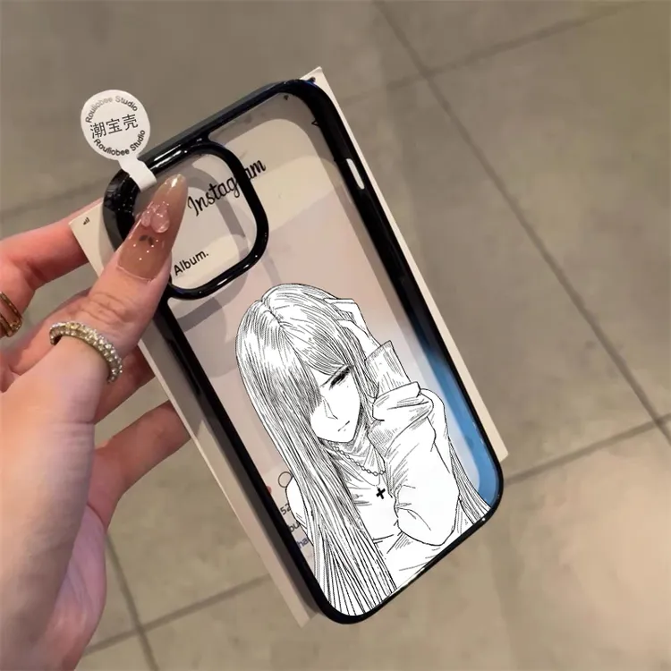 潮宝壳原创素描女孩适用苹果16proamx手机壳iPhone15彩色软边壳14